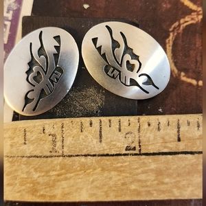 Large Hopi BUTTERFLY sterling earrings with post backings